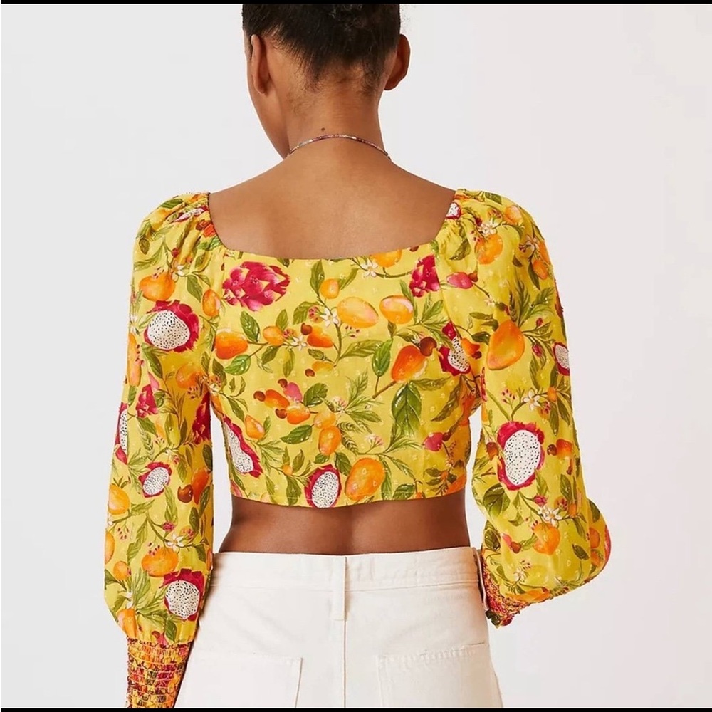 Farm Rio for Anthropologie Deep V Tie Front Crop Top - Picture 6 of 8
